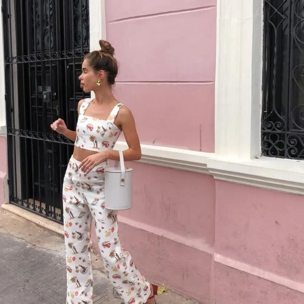 Reformation beach print linen pants